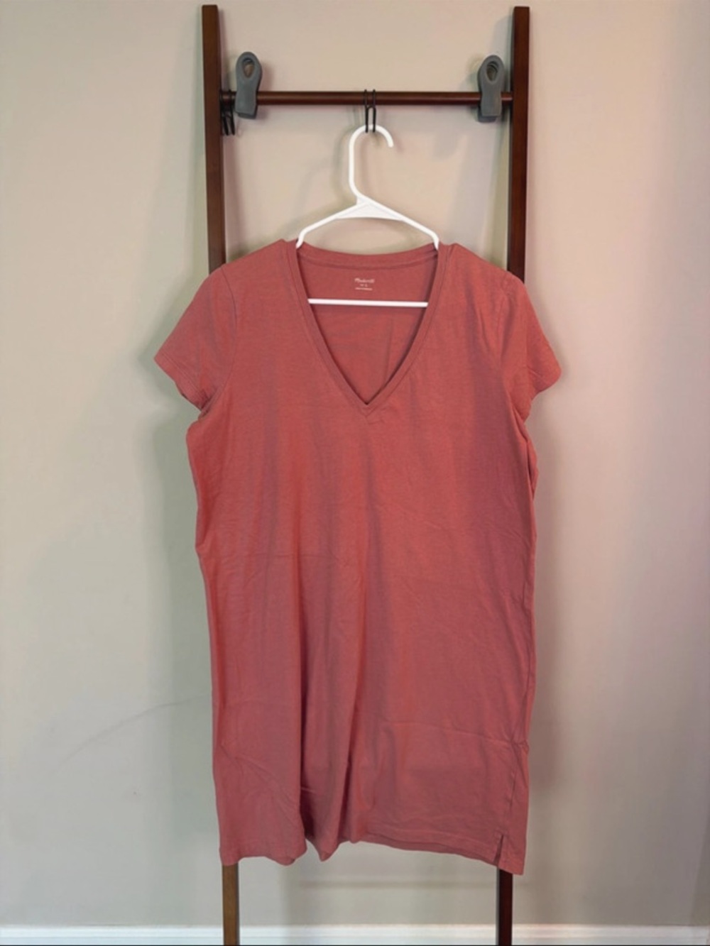 Madewell Dusty Rose V-Neck Short Sleeve Tunic Dress